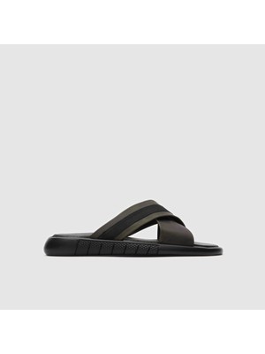 Togo Erkek Düz Terlik 052135, Siyah - Haki, 41