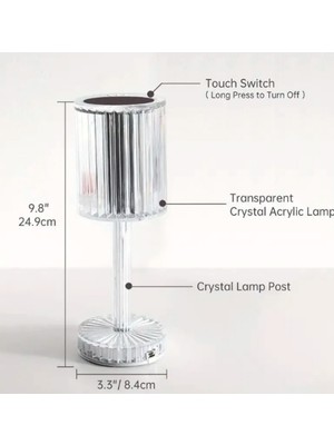 Oliva Nero USB Şarjlı Kristal Masa Lambası Dokunmatik Gece Lambası LED Abajur Uzaktan Kumandalı