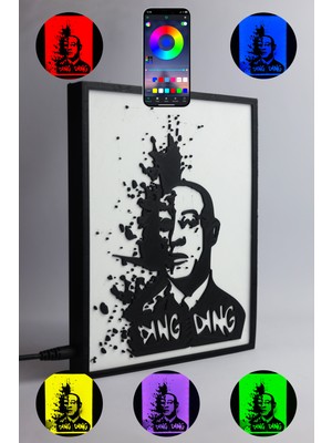 Domini Gus Fring Breaking Bad - Rgb Led Işıklı 3 Boyutlu Tabela - 16cm X 20cm X 2cm (Bluetooth Kontrollü)