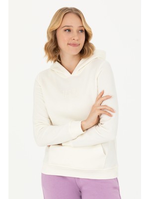 U.S. Polo Assn. Kadın Ekru Kapüşonlu Basic Sweatshirt 50271557-VR019