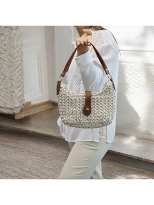 Hasır, Makrome, Vintage, El Örgüsü, El Emeği, Boho, Pamuk Ipliği, Kağıt Ip, Supra Ip Örgü Çanta 0005