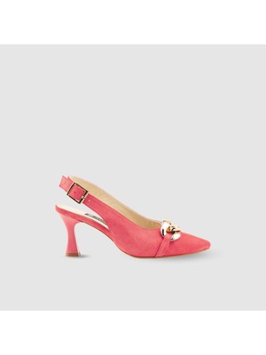 Kadın Topuklu Ayakkabı [060094], Nar Çiçeği Puantiye, 40