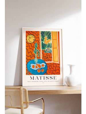 House Gorgeous Henri Matisse Red Interior, Still Life On Blue Table Tasarımlı Çerçevesiz Poster