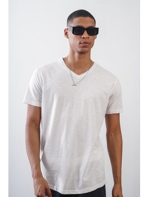 Balenbi Unisex V Yaka Regular Kesim Penye Tişört 1010