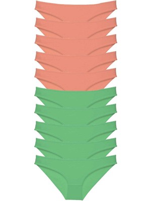 Lisinya 10 Adet Eko Set Likralı Kadın Slip Külot Pudra Yeşil - Lisinya
