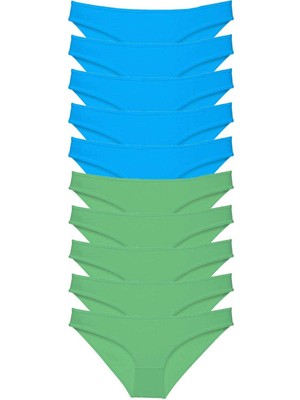 Lisinya 10 Adet Süper Eko Set Likralı Kadın Slip Yeşil Mavi - Lisinya