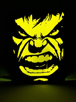 Domini Hulk - Rgb Led Işıklı 3 Boyutlu Tabela - 15 cm   x  20 cm   x  2 cm  (Bluetooth Kontrollü)