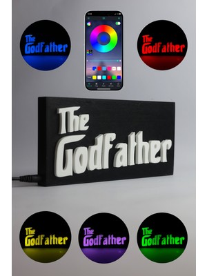 Domini The Godfather - Rgb Led Işıklı 3 Boyutlu Tabela - 20 cm   x  10 cm   x  2 cm  (Bluetooth Kontrollü)