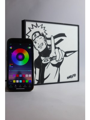 Domini Naruto - Rgb Led Işıklı 3 Boyutlu Tabela - 20 cm   x  18.5 cm   x  2 cm  (Bluetooth Kontrollü)