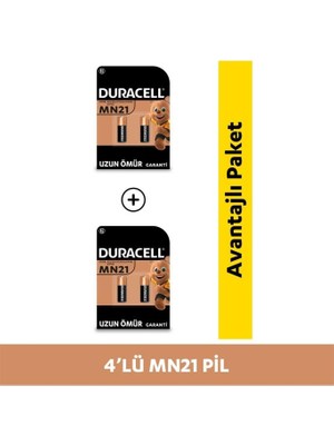 Duracell Özel Alkalin MN21 Pil 12V (A23 / 23A / V23GA / LRV08 / 8LR932), 2'li Paket x 2