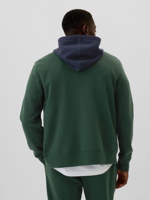 Erkek Yeşil Gap Logo Colorblock Fermuarlı Fleece Sweatshirt