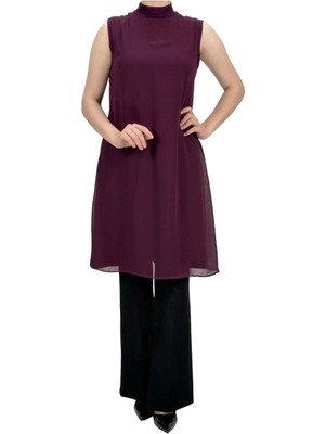 ottomanwear.com OTW8831-772 Önü Şifon Içlik Mürdüm