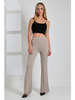 Balta Collection Kadın Ispanyol Paça Önü Nervürlü Modal Kumaş Yüksek Bel Likralı Toparlayıcı Pantolon Tayt