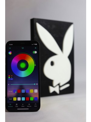 Domini Playboy - Rgb Led Işıklı 3 Boyutlu Tabela - 13cm X 20cm X 2cm (Bluetooth Kontrollü)