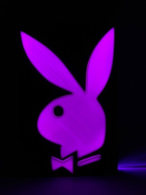 Domini Playboy - Rgb Led Işıklı 3 Boyutlu Tabela - 13cm X 20cm X 2cm (Bluetooth Kontrollü)