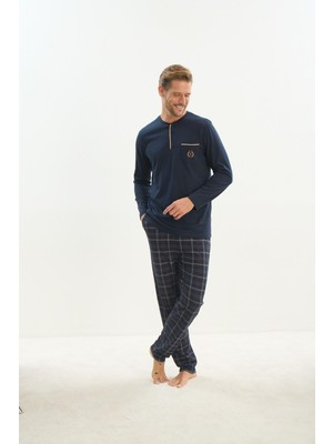 Erkek Uzun Kol Lacivert Pijama Takım C7T3N5O9