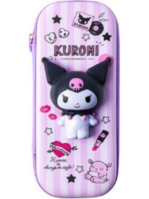 Kuromi Mor Oyuncak Aplikeli Şirin Kız Çocuk Kalem Kutu