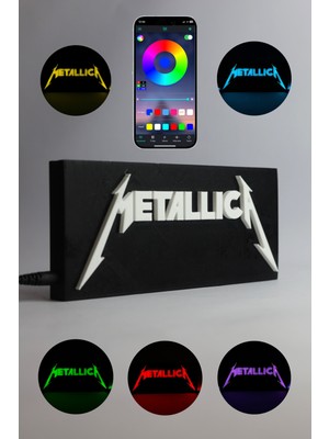 Domini Metallica - Rgb Led Işıklı 3 Boyutlu Tabela - 20cm X 9cm X 2cm (Bluetooth Kontrollü)