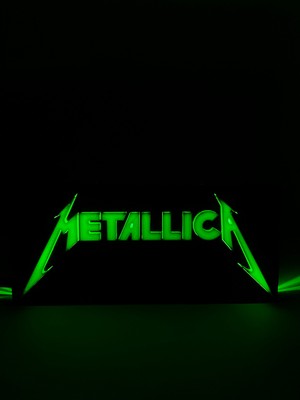 Domini Metallica - Rgb Led Işıklı 3 Boyutlu Tabela - 20cm X 9cm X 2cm (Bluetooth Kontrollü)