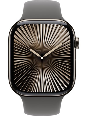 Apple Watch Series 10 GPS + Cellular, 46 mm Natürel Titanyum Kasa ve Taş Grisi Spor Kordon - M/L