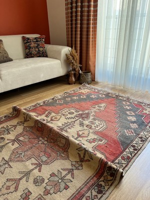 129X265 cm Kuzeybatı Stili Antik Halı Soft Renkli El Dokuma Dekoratif Kilim