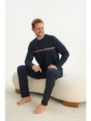 Erkek Uzun Kol Lacivert Pijama Takım C6T3N5O9