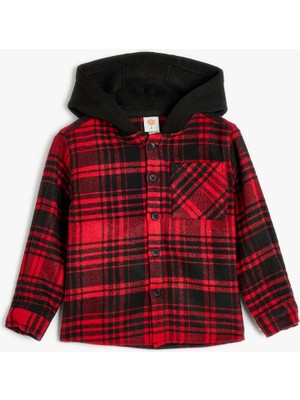 Koton Kapşonlu Oduncu Gömlek Uzun Kollu Cep Detaylı Pamuk Karışımlı