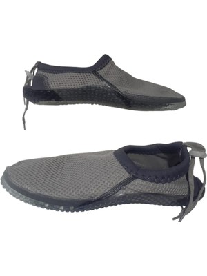SRB Serabien Erkek Gri-Gri Fileli Deniz Havuz Plaj Ayakkabı Tekstil Düz Taban Lastikli SRB659-97