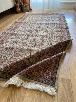 DesignEv 98 x 202  cm  El Dokuma Etnik Kilim Küçük Boy Bej Renk Antik Kilim