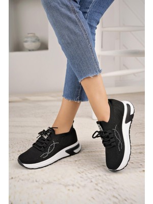 Nesil Shoes Lady 3002 Siyah Triko Kadın Sneakers