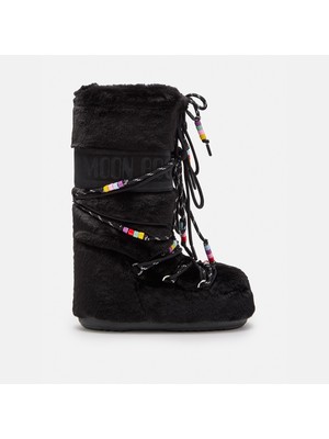 Moon Boot Kadın 80D1408990-N001 Moon Boot Icon Faux Fur Beads Black