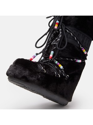 Moon Boot Kadın 80D1408990-N001 Moon Boot Icon Faux Fur Beads Black