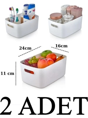 ALMITAL 2 ADET 3.5 Lt Beyaz Dolap İçi Organizer Sepet, Buzdolabı Düzenleyici Plastik Malzeme