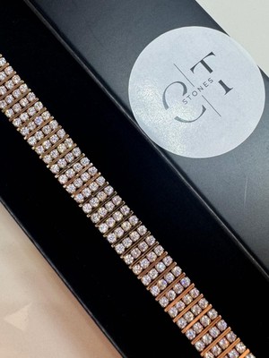 CT Stones Çelik Rose Gold Zirkon Taşlı Su Yolu Bileklik