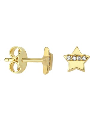 goldkupe 14 Ayar Altın Taşlı Yıldız Küpe 0,98 gr