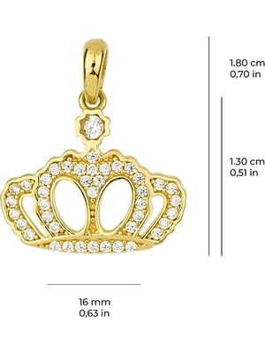 goldkupe 14 Ayar Altın Taç Kolye Ucu 1,19 gr
