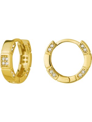 goldkupe 14 Ayar Modern Taşlı Halka Altın Küpe 2,79 gr