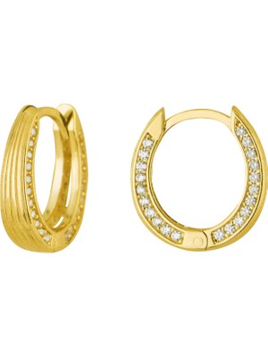 goldkupe 14 Ayar Yanı Taşlı Halka Altın Küpe 3,18 gr