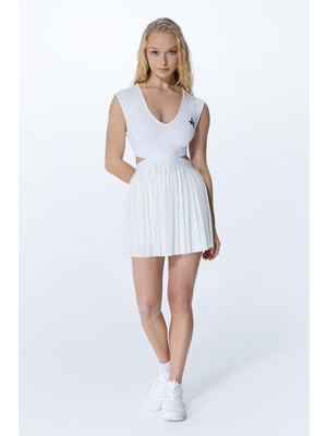 ED 2365-01 Adriana Dry-touch Kadın Tenis Elbisesi Beyaz (Tenis, Golf, Pickleball, Dans)