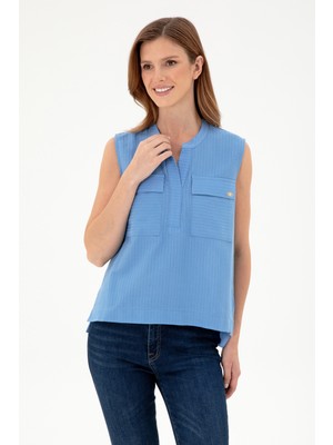 U.S. Polo Assn. Kadın Koyu Mavi Kolsuz Hakim Yaka Tişört 50283361-VR032