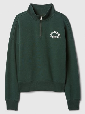 Kadın Yeşil Gap Logo Oversized Yarım Fermuarlı Fleece Sweatshirt