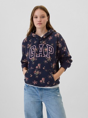 Kadın Lacivert Relaxed Gap Logo Fransız Havlu Kumaş Sweatshirt