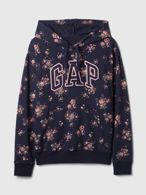 Kadın Lacivert Relaxed Gap Logo Fransız Havlu Kumaş Sweatshirt