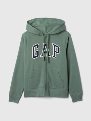 Kadın Yeşil Gap Logo Relaxed Fransız Havlu Kumaş Fermuarlı Sweatshirt