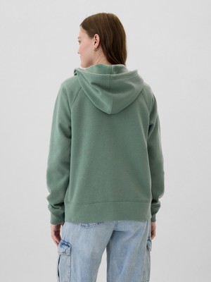 Kadın Yeşil Gap Logo Relaxed Fransız Havlu Kumaş Fermuarlı Sweatshirt