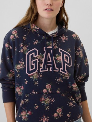 Kadın Lacivert Relaxed Gap Logo Fransız Havlu Kumaş Sweatshirt