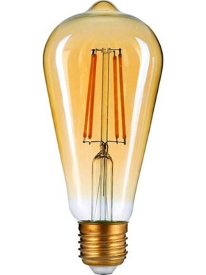 Armut Kateli Rustik 2700 K Sarı LED Filament Bulb 50 Bin Saat Garantili Dekoratif E27 Duy 4 W Dekoratif Cafe Ampulü ST64