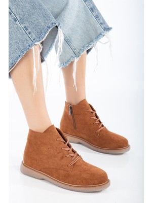 Jason Taba Süet Bağcıklı Şeffaf Taban Detaylı Kadın Bot