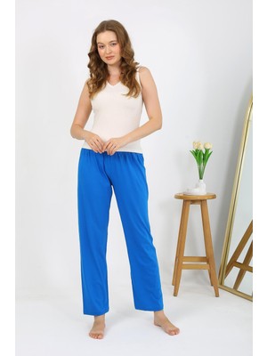 Akbeniz Kadın Penye Düz Tek Alt Pijama 27535 Mavi