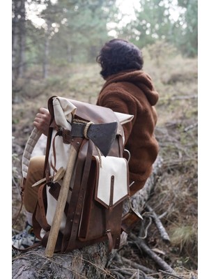Ancient Leather Craft Kanvas Kumaş Sırt Çantası Outdoor Kamp Trekking Dağcılık Avcılık Spor Çantası